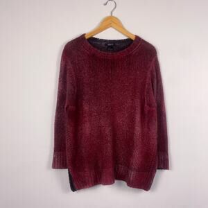 Avant Toi Hand Painted Side Slit Sweater in Wine Red Medium